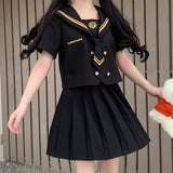 POSHOOT Japanese  School Uniforms Student S-2Xl Student Girls Navy Costume Cute Women Sexy Navy JK Suit Sailor Blouse Pleated Skirt Set