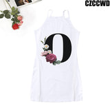 Poshoot 2023 Vintage Letter Of The Alphabet Print Harajuku Aesthetic Clothes Woman Dress  Tight Summer Dress Robe Femme