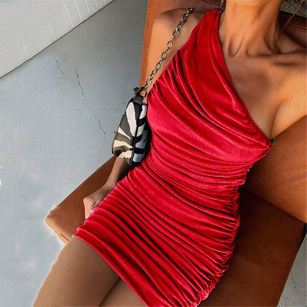 POSHOOT Sexy Dress Women's Summer Off Shoulder Sleeveless Tight Package Hip Mini Solid Inclined Patchwork Pullover Mid-Rised