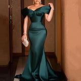 POSHOOT Green Off Shoulder Elegant Evening Party Dress Sexy Celebrity Mermaid Maxi Vestidos Luxury 2022 Gowns Formal Women Long Dress