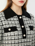 Autumn Winter Dresses For Women Fashion Tweed Dress Lapel Full Sleeve Temperament  Sweater Dress