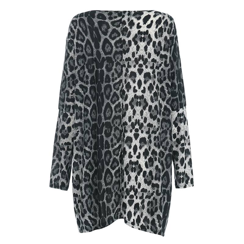 POSHOOT  Vintage Long Sleeve Tunic Tops Women Sexy V-Neck Pockets Blouses Casual Leopard Print Shirt Elegant Work Blusas