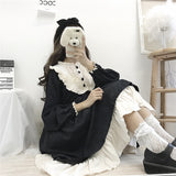 POSHOOT Japanese Gothic Lolita Style Balck Women Dress 2022 Autumn Kawaii Puff Sleeve Loose Vintage Ruffles Cos Ladies Dresses Vestidos