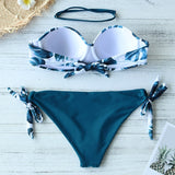 POSHOOT 2024 New Leaves Print Bikini Swimsuit Women Push Up Bikini Set Bandeau Swimwear Female Beach Wear Bathing Suit Brazilian Biquini