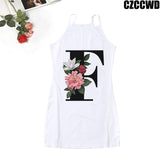 Poshoot 2023 Vintage Letter Of The Alphabet Print Harajuku Aesthetic Clothes Woman Dress  Tight Summer Dress Robe Femme