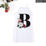 Poshoot 2023 Vintage Letter Of The Alphabet Print Harajuku Aesthetic Clothes Woman Dress  Tight Summer Dress Robe Femme