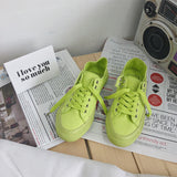POSHOOT Women Vulcanize Shoes Fashion Canvas Flats Sneakers Lace-Up Slip On Ladies Casual Autumn Comfortable 2022 Green Classic Shoes