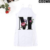 Poshoot 2023 Vintage Letter Of The Alphabet Print Harajuku Aesthetic Clothes Woman Dress  Tight Summer Dress Robe Femme