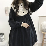 POSHOOT Japanese Gothic Lolita Style Balck Women Dress 2022 Autumn Kawaii Puff Sleeve Loose Vintage Ruffles Cos Ladies Dresses Vestidos