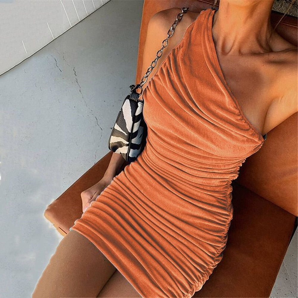 POSHOOT Sexy Dress Women's Summer Off Shoulder Sleeveless Tight Package Hip Mini Solid Inclined Patchwork Pullover Mid-Rised