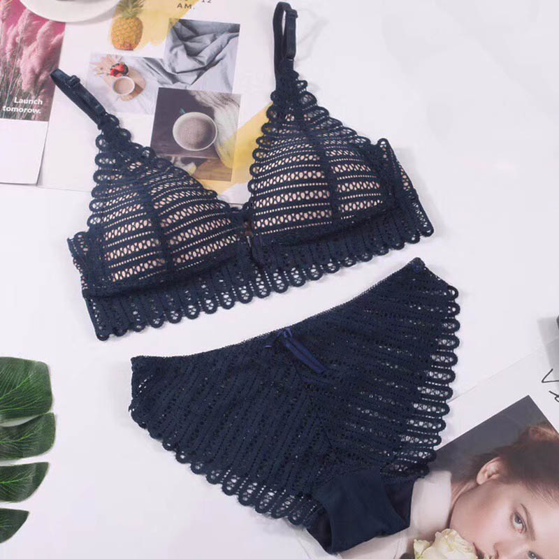 POSHOOT  French Lace Front Closure Bra And Panties Set Women  Lingerie Set Push Up Bralette Embroidery Underwear Brassiere