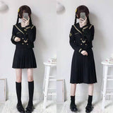 POSHOOT Japanese  School Uniforms Student S-2Xl Student Girls Navy Costume Cute Women Sexy Navy JK Suit Sailor Blouse Pleated Skirt Set