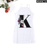 Poshoot 2023 Vintage Letter Of The Alphabet Print Harajuku Aesthetic Clothes Woman Dress  Tight Summer Dress Robe Femme