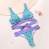 Poshoot  Ruffle Bikini Floral Print Swimsuit Biquinis Feminino Bow Swimwear Lace Bikini Set Bathing Suit Women Bikins Hollow Out