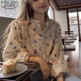 Poshoot Vintage Floral Cotton Shirt Print Blouse Women Summer Thin Long Sleeve Sunscreen 2022 New Japanese Loose Chic Tops Blusas 15562