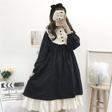 POSHOOT Japanese Gothic Lolita Style Balck Women Dress 2022 Autumn Kawaii Puff Sleeve Loose Vintage Ruffles Cos Ladies Dresses Vestidos