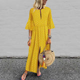 POSHOOT Dress Women Half Sleeve Split Party Long Dresses Flare Sleeve Polka Dot Print Dress 2022 VONDA Holiday Sundress Vestidos