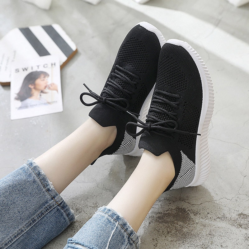 POSHOOT Summer Women Shoes Mesh Light Breathable Women Sneakers Flats Casual Female Trainers Walking Shoes Zapatillas Mujer