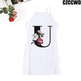 Poshoot 2023 Vintage Letter Of The Alphabet Print Harajuku Aesthetic Clothes Woman Dress  Tight Summer Dress Robe Femme