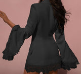 Poshoot  2022  Women Autumn Long Sleeve V Neck Lace Lapel Suit Blazer Casual Ol Style Blazer Coat Loose Lace Patchwork Print Coats