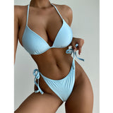 Poshoot Halter Push Up Bikini 2022 Sexy Swimwear Women Swimsuit Female Two Pieces Bikini Set Bandage Bathing Suit Summer Beach Wear Swim