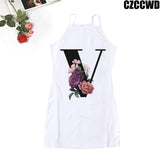 Poshoot 2023 Vintage Letter Of The Alphabet Print Harajuku Aesthetic Clothes Woman Dress  Tight Summer Dress Robe Femme