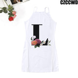 Poshoot 2023 Vintage Letter Of The Alphabet Print Harajuku Aesthetic Clothes Woman Dress  Tight Summer Dress Robe Femme