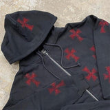 Poshoot Rhinestone Skeleton Hoodies Women Hip Hop Men Grunge Punk Sport Coat Black Y2K Aesthetic Gothic Zip Up Oversized Sweatshirts