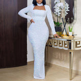 Poshoot-Elegant Evening White Dress Long For Women Party Club Hollow Turtleneck 2024 Spring New Bodycon Maxi Dresses Wedding Formal