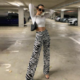 POSHOOT Zebra Print Wide Leg Pants Trousers Sexy High Waist Autumn Women New 2022 Fashion Casual Female Trousers Streetwear