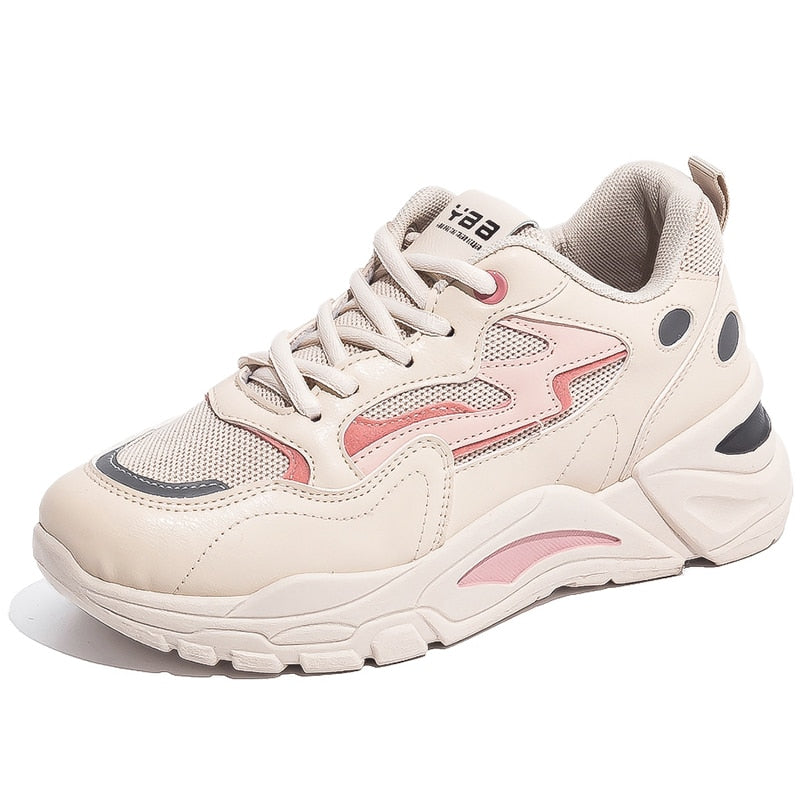 POSHOOT Women Chunky Sneakers Thick Bottom Platform Fashion Mesh Casual Shoes Comfortable White Vulcanize Running Walking Female Shoe