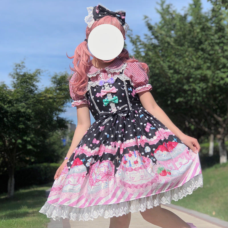 POSHOOT Japanese Lolita Style Gothic Girly Women Dress Summer Sweet Kawaii Cute Vintage Ruffle Bow Jsk Strap Ladier Princess Dress 2022