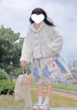 POSHOOT Japanese Sweet Cute Soft Women Short Overcoat Winter Kawaii Girly Rabbit Coat Thick Warm High Quality Lolita Furry Hooded Coat
