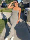 Poshoot  Strap Backless Long Maxi Dresses Party Club Vacation Outfits For Women Sexy Casual Summer Dress 2022  C85CZ24