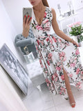 POSHOOT Sexy Long Evening Dress Elegant Dress For Women V-Neck Side Split Party Dresses Female Summer Fashion Casual Club Ladies Clothes