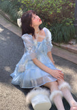 POSHOOT Blue Lolita Kawaii Dress Women Summer 2022 Chiffon Korean Sexy Elegant Party Mini Dresses Lace Casual Cute Princess Fairy Dress