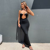 POSHOOT Hollow Out Slip Midi Sexy Dress Women Club Party Backless Bodycon Dress Black Event Summer 2022 Spaghtti Strap