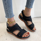 POSHOOT Women's Shoes 2022 Summer Flat Casual Sport Sandals Women Hollow Wedge Sandals Ladies Plus Size Roman Sandals