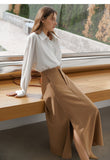 Poshoot Spring Women Skirt Fashion Solid Split Long Skirt A Line Elegant Office Lady Suit Skirt Female Skirts