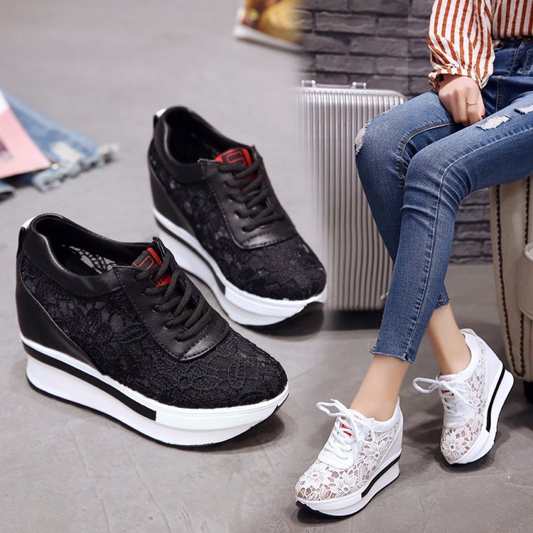 POSHOOT 21Hot Sales 2022 Summer New Lace Breathable Sneakers Women Shoes Comfortable Casual Woman Platform Wedge Shoes Erf567
