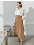 Poshoot Spring Women Skirt Fashion Solid Split Long Skirt A Line Elegant Office Lady Suit Skirt Female Skirts