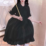 Poshoot Lolita Style Summer Women's Dress Kawaii Edible Tree Fungus Ball Gown Dress Peter Pan Collar Bandage Puff Sleeve Dresses