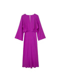 Poshoot Elegant Women Bohemian Purple Midi Dresses Fashion Chic V-Neck Flared Sleeve Dress 2023 Summer Casual Vintage Ladies Vestidos