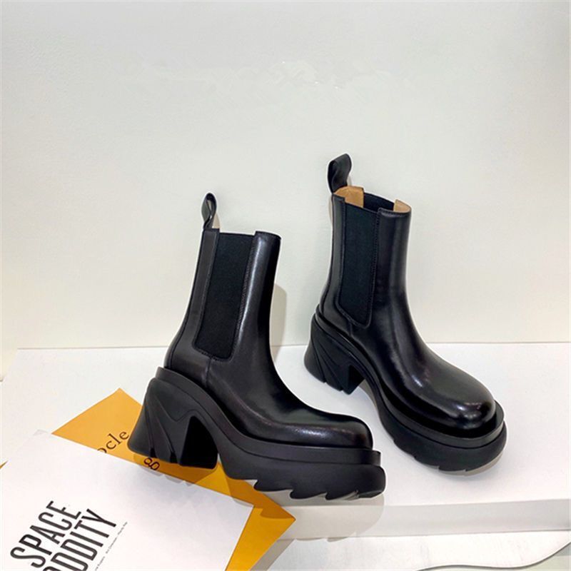 Back To School Poshoot 2022 Brand Designer Winter Women Boots Knee-Length Round Toe Casual Square Heel Boots Thick-Soled Ladies