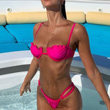 Poshoot  2023 Bikinis Cup Print Swimsuit Biquinis Feminino Bow String Swimwear Bikini Set Micro Bathing Suit Women Bikini Beachwear