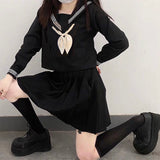 POSHOOT Japanese School Uniforms Style S-2Xl Student Girls Navy Costume Women Sexy Black JK Suit Sailor Blouse Pleated Skirt Set