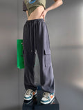 Poshoot  Autumn Outfits  Hippie Kpop Grey Baggy Sweatpants Women Korean Style Oversize Cargo Pants Harajuku Streetwear Wide Leg Jogger Trousers