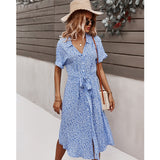 POSHOOT Summer Elegant Fashion Printed Chiffon Women Dress Ruffles Sleeve Chic Midi Dress Korean Temperament Sleeveless A-Line Skirt