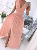 Poshoot 2022 Summer New Solid Color V-Neck Elegant Temperament Sexy Dress Simple Long Dress Dress Party Line Up Beach Dress