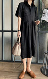 Poshoot 2022 Summer New Designer Black Linen Dress Women